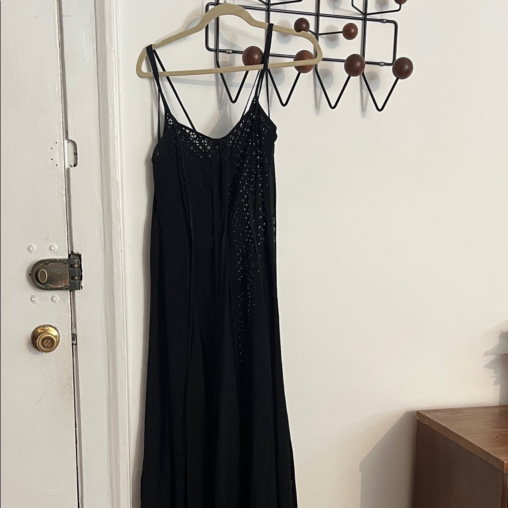 Women's Black Maxi Dress sheer Greek designer